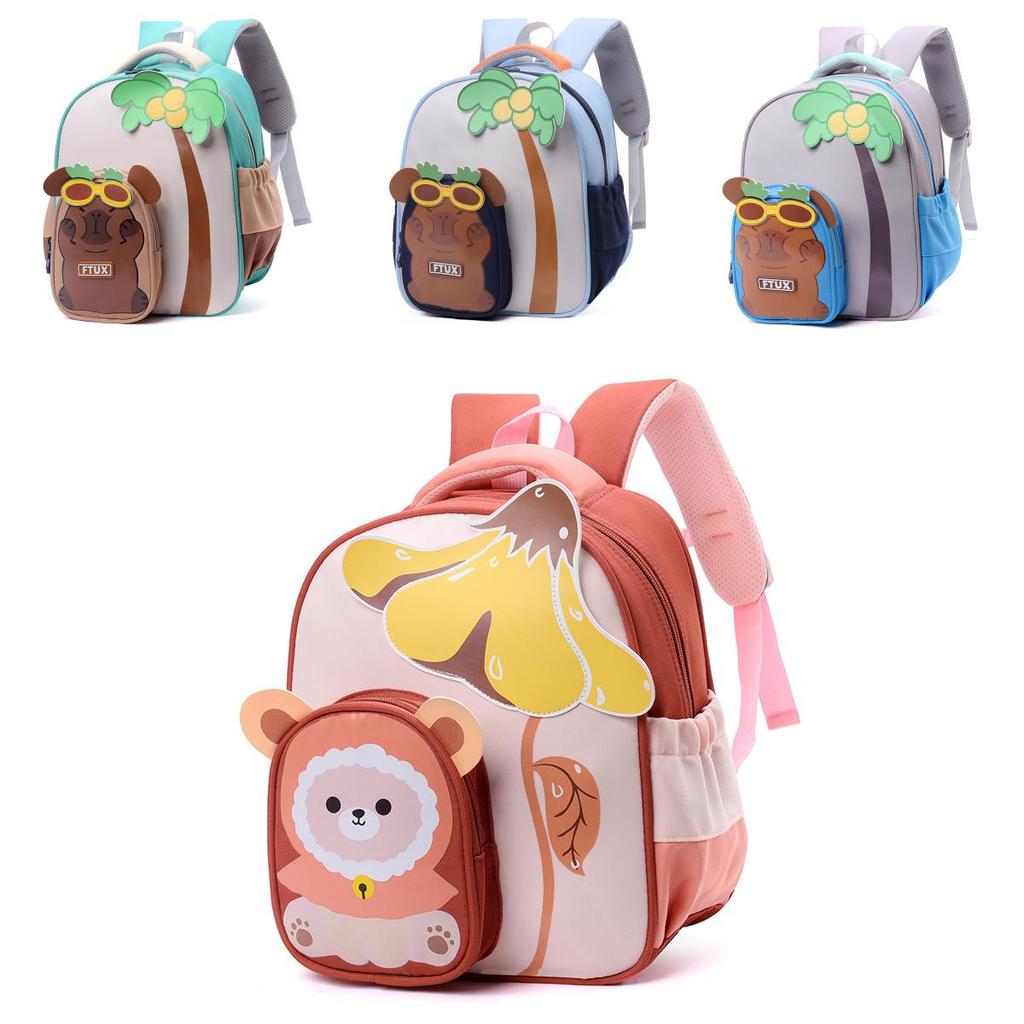 Capybara Preschool Backpack With Padded Shoulder Straps And Animal Print For Kindergarten Age
