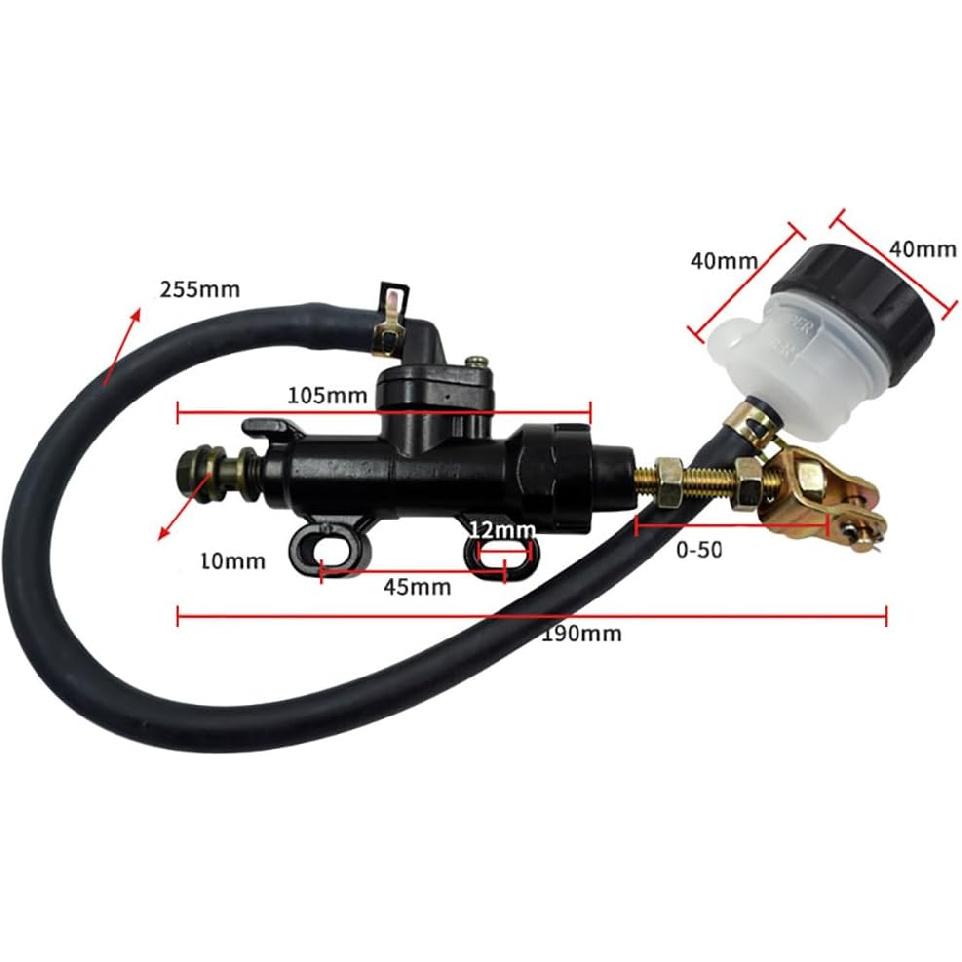 Universal Rear Brake Master Cylinder Compatible with 50cc 70cc 90cc 110cc 125cc 150cc 200cc ATV Dirt Bike Go Karts Motorcycles (Black)