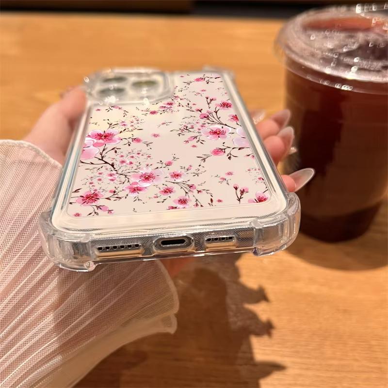 Cute Flowers Transparent Phone Case For iPhone 17 16 15 14 13 12 11 Pro Max 17 Air 14 15 Plus X XR XS Shockproof Silicone Cover