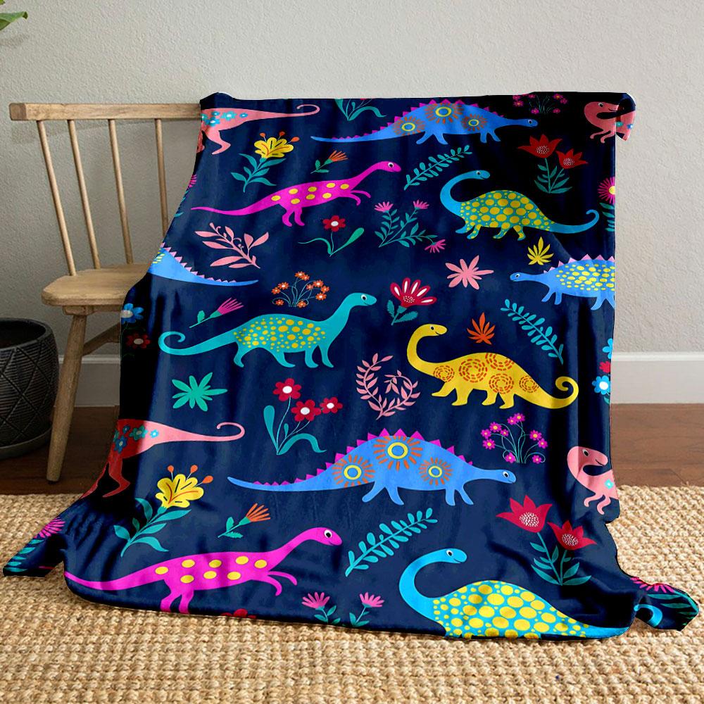 

Colorful Dinosaur Floral Blanket bedroom Blanket for Livingroom Couch lunch break Soft throw for Friend s festival Gift 80cm x 120cm