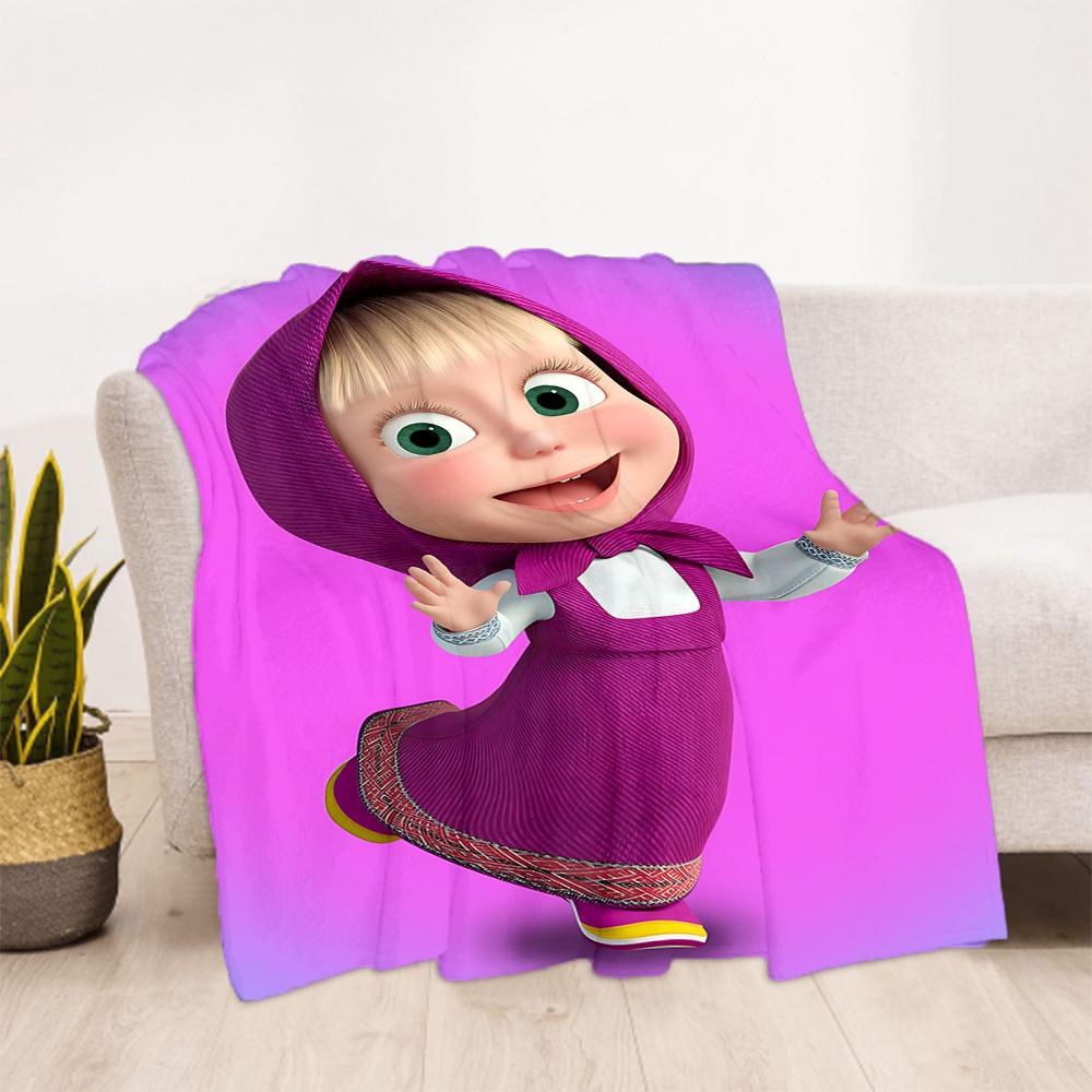 1pc Masha Outdoor Blanket Lightweight Flannel, Soft & Warm, All-Season Use for Sofa, Outdoor, Camping, Living Room, Office107
