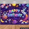 2D Colorful Galaxy Astronaut Background for Children's Birthday Party