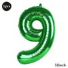 32 Inch Green Number Foil Balloons 0-9 Jungle Safari Theme Soccer Party Decor Kid Boy 1st Birthday Dinosaur Baby Shower Supplies