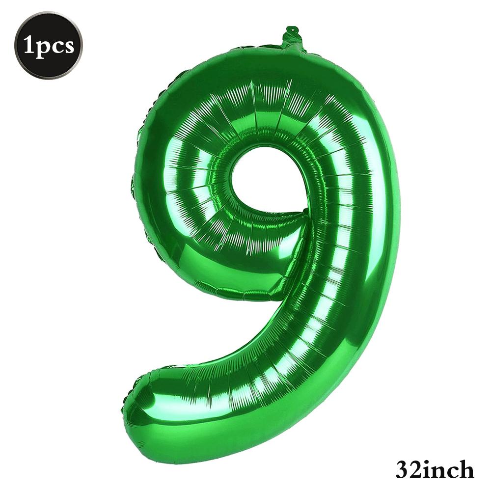 32 Inch Green Number Foil Balloons 0-9 Jungle Safari Theme Soccer Party Decor Kid Boy 1st Birthday Dinosaur Baby Shower Supplies