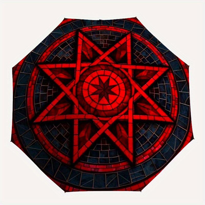 Stained Star Mandala Umbrella, Portable 3-Fold Umbrella for Men & Women,Christmas Gift ES131