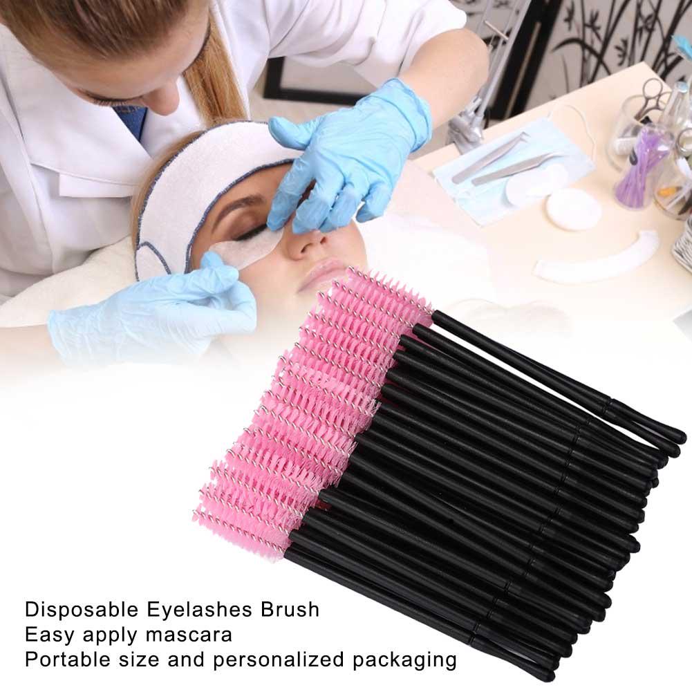 100pcs Disposable Eyelash Brush Mascara Wands Applicator Makeup Brush SetPink