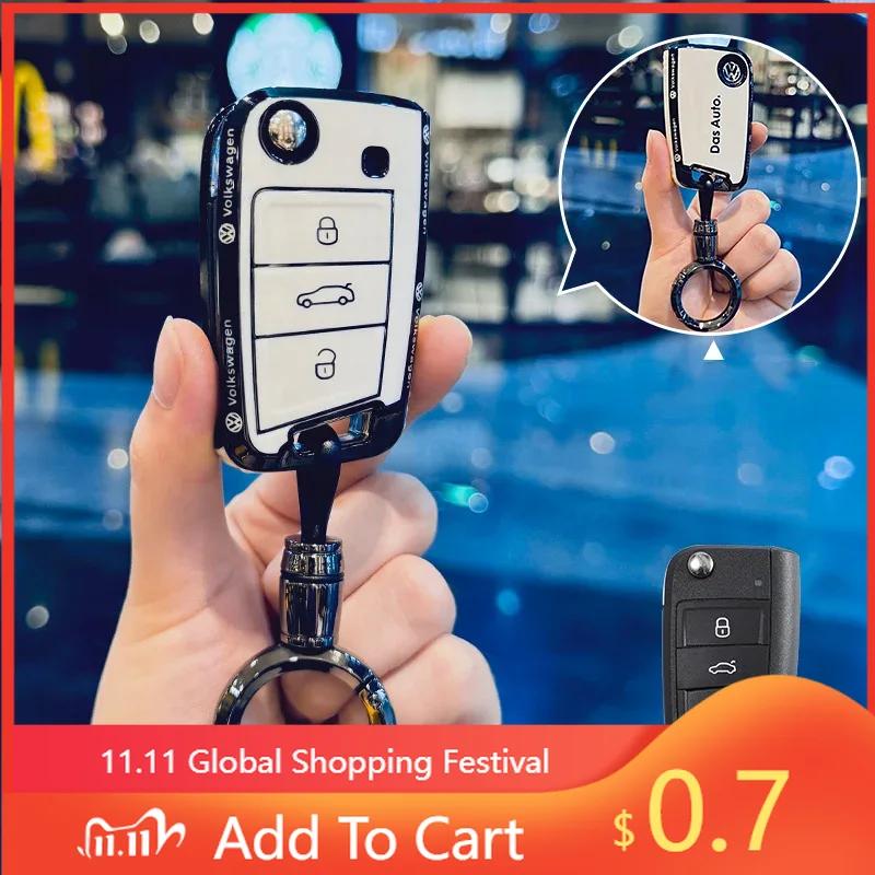 Pro VW Měkký TPU Kryt Pouzdro Držák Chránič Skořepina Klíče od Auta Pro VW Volkswagen Polo Golf 7 MK7 Tiguan MK2 T-roc T-cross Ac