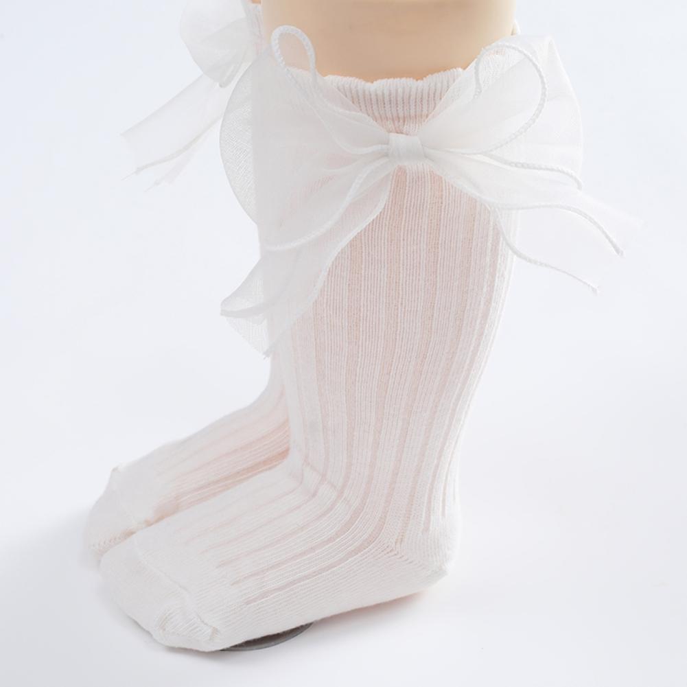Baby Lace Bow Mid-Calf Socks Newborn Cotton Knitted Breathable Socks Baby Socks 0-3 Years Old