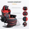 Sedia da Gaming, Funzione Massaggio, Schienale Reclinabile, Poggiapiedi, fino a 120 kg, Telaio in Acciaio, Ecopelle, Rosso