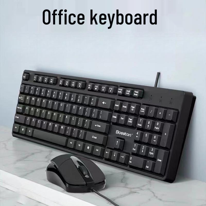 Wired Silent Mechanical-Feel Keyboard and Mouse Set for Desktop and Laptop