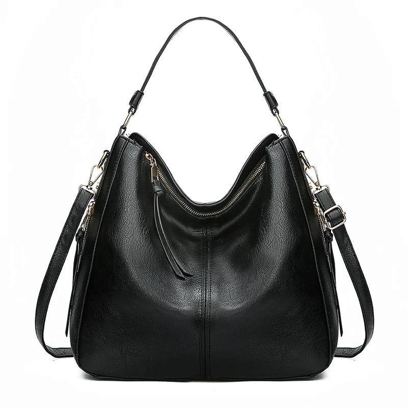 Hobo Bag Leather Women Handbags Female Leisure Shoulder Bags Fashion Purses Vintage Large Capacity Tote Bag