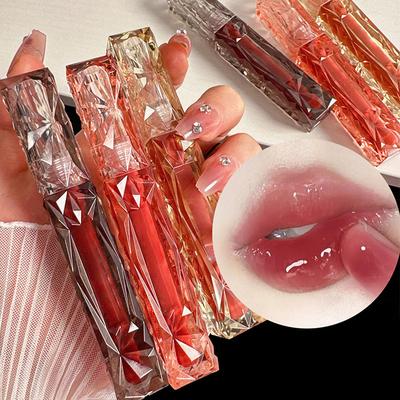 Crystal Diamond Mirror Shine Lipgloss Langanhaltender feuchtigkeitsspendender flüssiger Lippenstift mit Wasserglanz