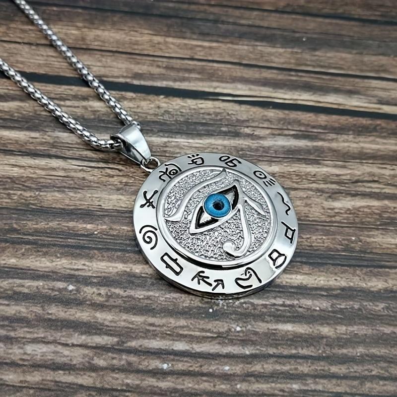 1pc Egyptian Horus Eye Pendant Necklace Fashion Jewelry Non-precious Metal Plated Mosaic Design Fashion Silvery or Gold Plated