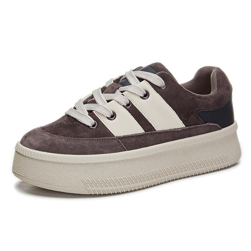 Leather Little White Shoes Women's 2025 Spring New Shoes Women's Board Shoes Casual Versatile Bread Shoes Platform Retro Women's Shoes