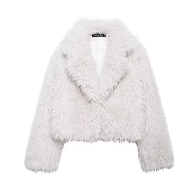 2024 herbst Winter Frauen neue mode Casual Faux Pelz kurze Feste Drehen Kragen Warme Dicke Mäntel