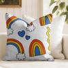 Rainbows and hearts Cushion Cover Natural Linen Double Sided Print  Throw Pillow Case for Sofa Couch Home Decor
