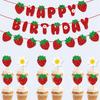 TSJ Strawberry Banner Garland Decor Glitter Berry Hanging Decorations Strawberry Themed Party Favors for Birthday Party Baby Shower