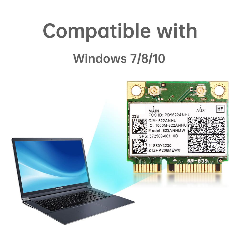 6200 AGN PCI-E Half-Height Wireless Network Card - Dual-Band WiFi Adapter for PC/Desktop, High-Speed Wireless LAN