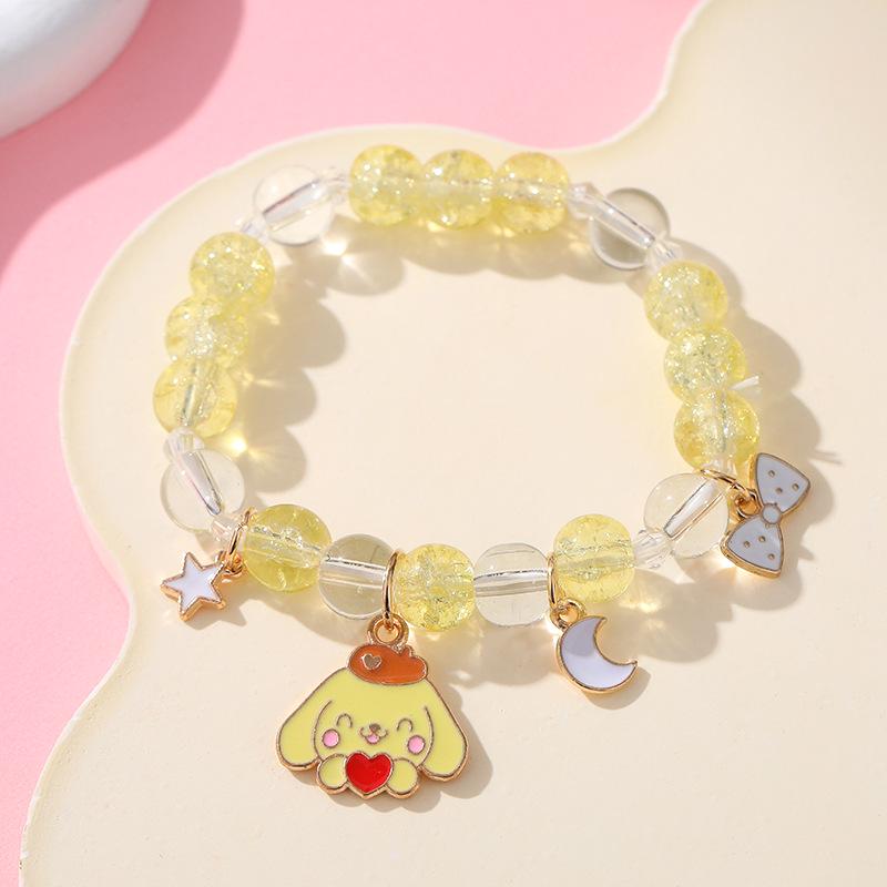 Sanrio Cinnamoroll Crystal Beaded Bracelet - Handmade Cartoon Gift for Female Students, Friends, and Couples.