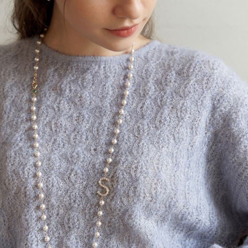 

TATIANA [silver925] Jade Initial Pearl Long Necklace_NZ1124 18K Gold Plating