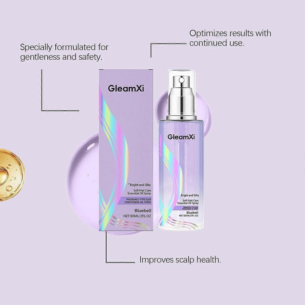 Limited time!!Gleamxi Refreshing Hair Care Essential Oil Spray (Blue Wind Bell) Nutrition Moisturizing Hair Care Hair Smooth Hair Shiny