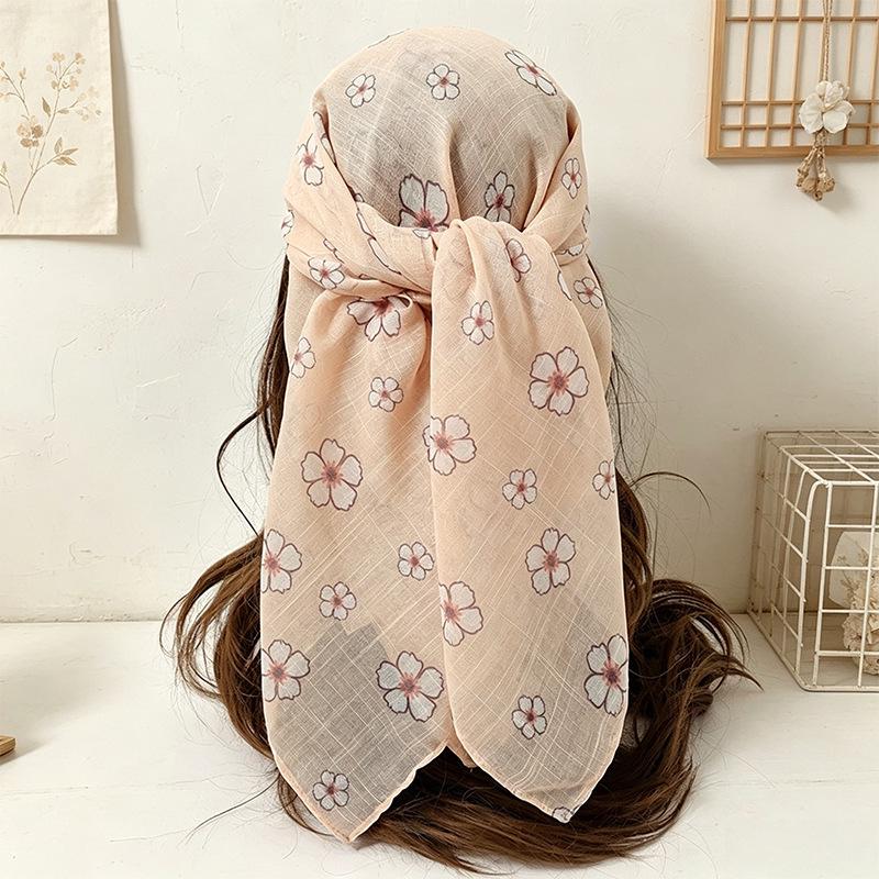 Foulard Leggero in Seta Floreale 90x90 - Sciarpa Decorativa Traspirante per Donna