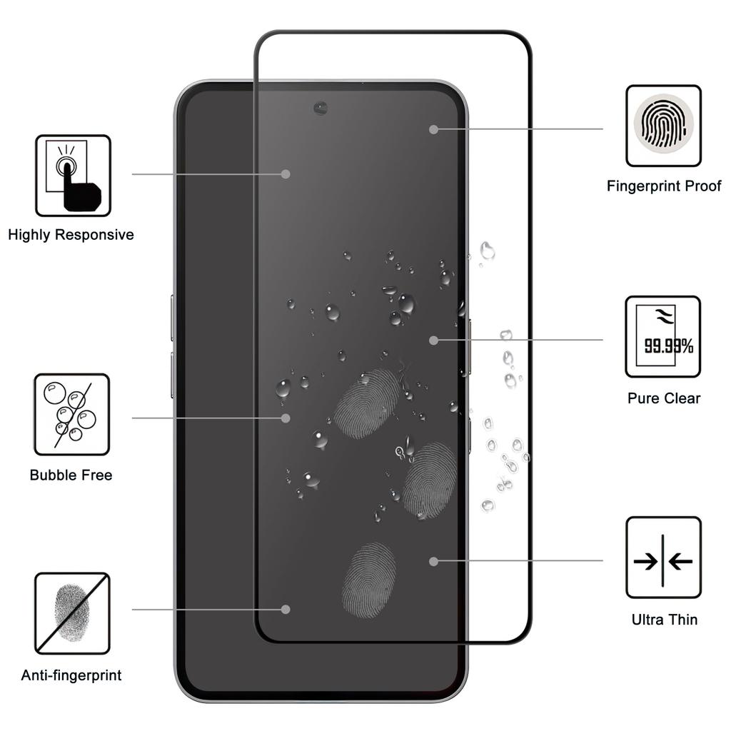 For Nothing Phone (3a) Pro AGC Glass Screen Protector Full Glue Black Edge Screen Film