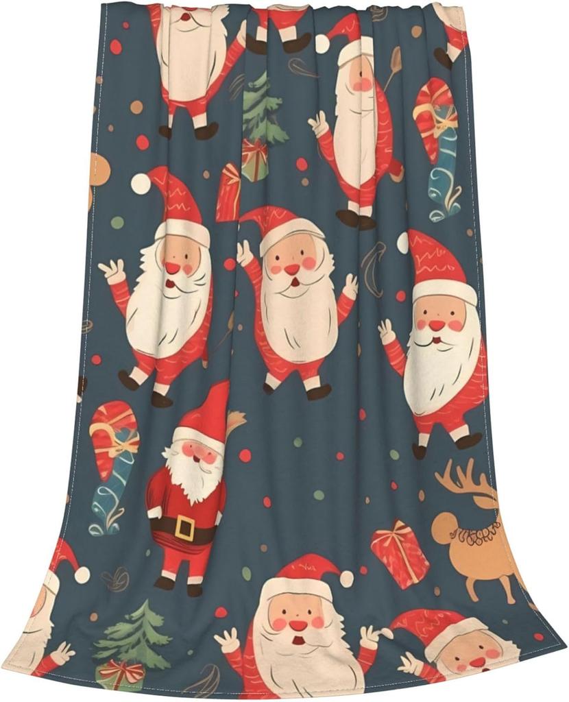 Santa Claus Christmas Print Blanket Soft Cozy Throw Blanket Warm Flannel Throw Blankets Lightweight Fleece Blanket Plush Air