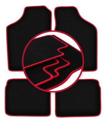 Velour Floor Mats with Red Edge For: Volkswagen Polo II Coupe, Hatchback, Sedan (1981-1992)