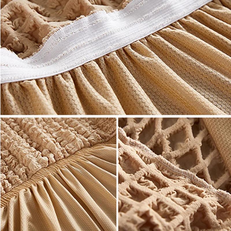 Bubble Gauze Sofa Cover with Skirt Hem All Inclusive Elastic Dust Cover for Living Room Anti Slip Furniture Protection Slipcover