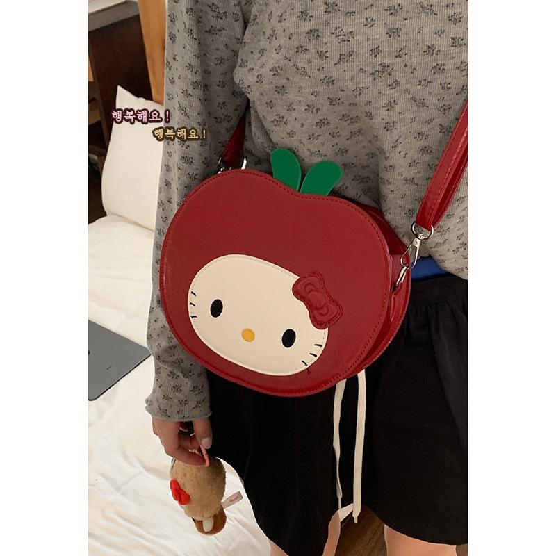 Cute cartoon red apple casual small backpack bag women 2025 new fashion backpack versatile shoulder messenger bag