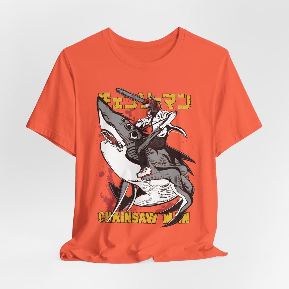 Chainsaw unisex shark rider graphic tshirt unisex anime unisexga streetwear tee XL