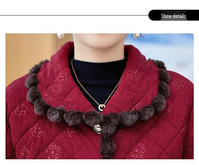2025 Warm Cotton Padded Jacket for Mothers & Elderly Women, Autumn/Winter Plus Velvet Coat