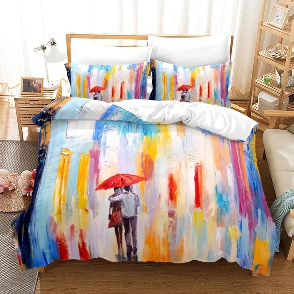 Neues King Queen Liebhaber Bettwäsche Set Einzelbett Twin Full Queen King Size Liebhaber Ölgemälde Bettset Aldult Jungen Schlafzimmer Bettbezug 020