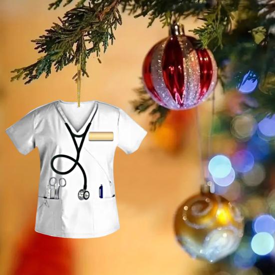 Yousheng Nurse Uniform Shape Decoration Flat Acrylic Hanging Ornament Keyring Pendant Gift for Nurses Doctors Car Bag Decoration
