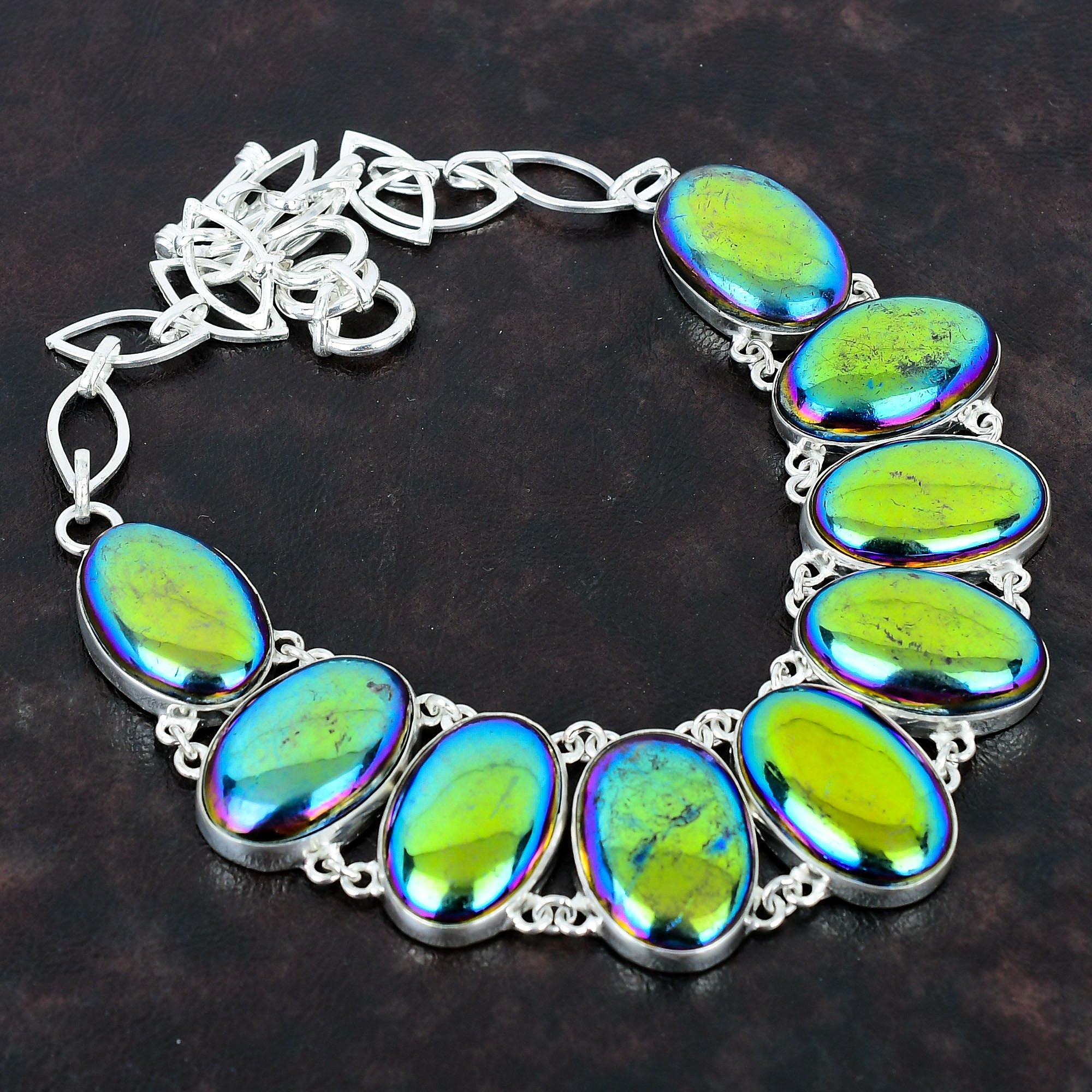 

Радуга Мистик Огонь Лабрадорит Ожерелье Ювелирные изделия ручной работы из драгоценных камней Ожерелье из стерлингового серебра 925 пробы Регулируемая цепочка Ожерелье Подарки на годовщину Adjustable