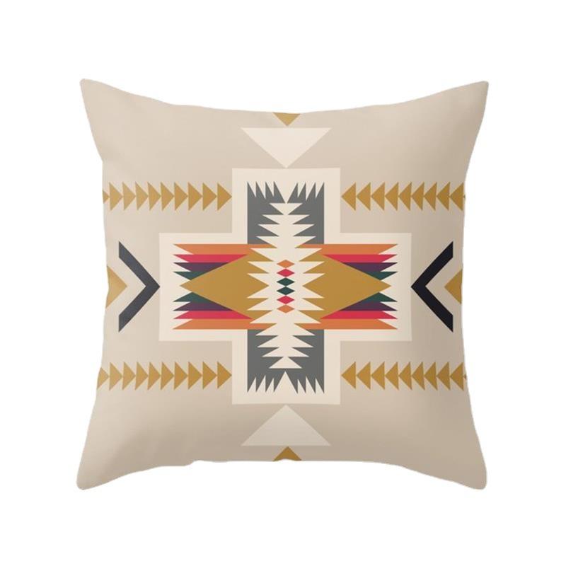 Ethnic Style Pillowcase Abstract Retro Geometric Linen Pillowcase Indian Style Decorative Cushion Cover