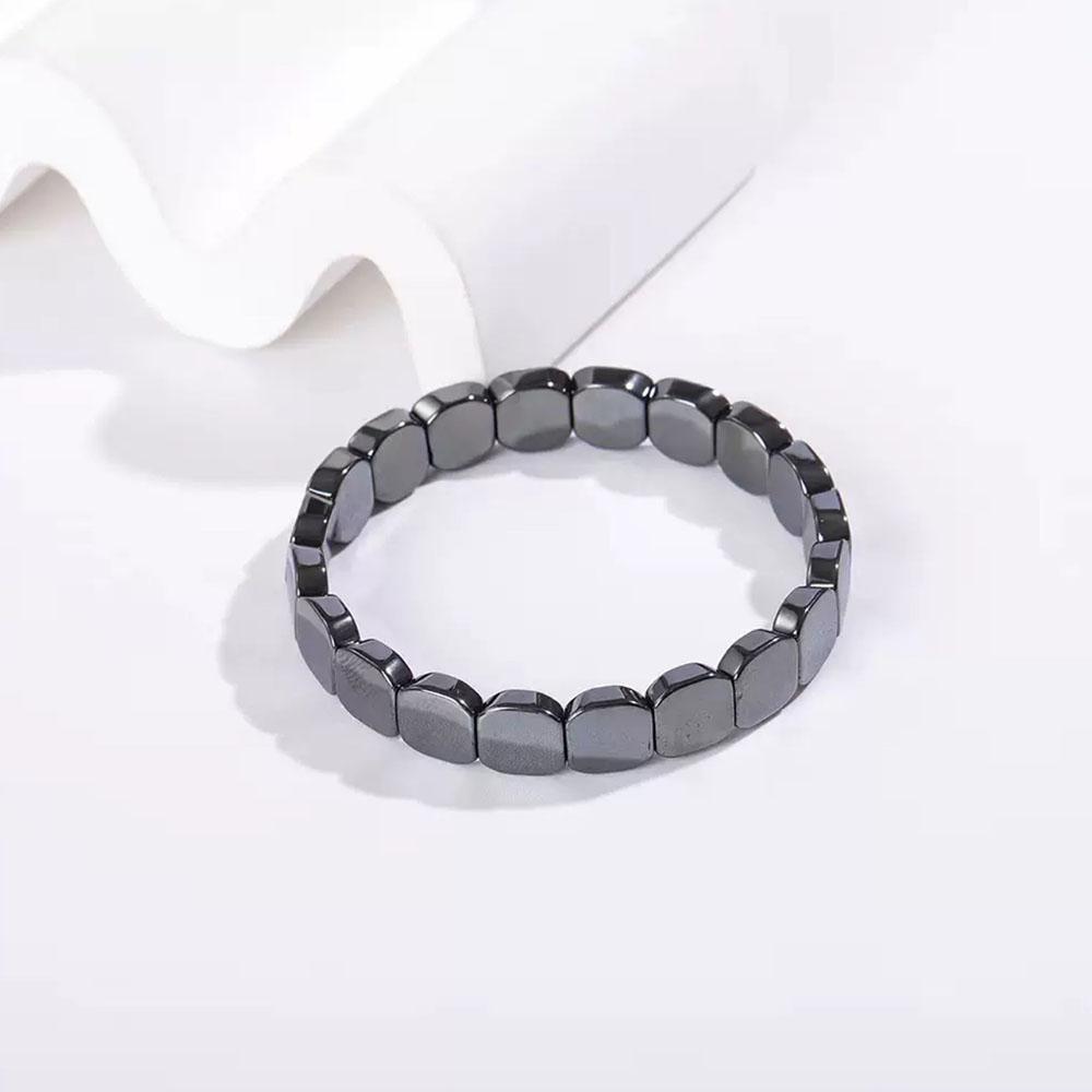Heiß verkaufende Hämatit-, schwarze Gallensteine-, elastische quadratische Perlenarmbänder für Männer und Frauen Großhandel, schneller Versand