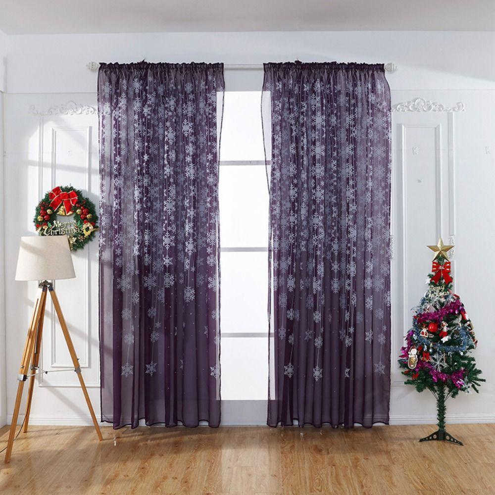 Translucent Snowflake Sheer Curtains Romantic Transparent Curtain Tulle Curtain  Home Decoration