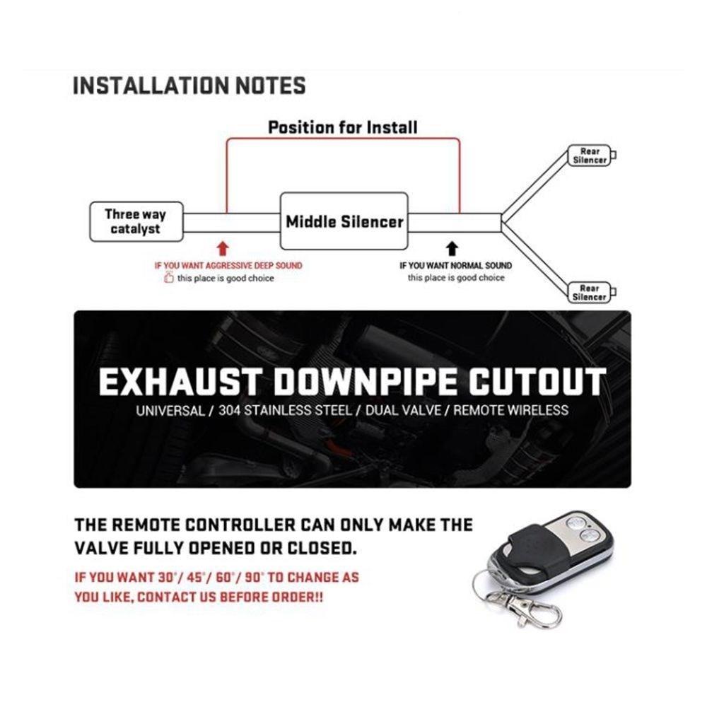 Universal 2.5" 3" Electric Exhaust Cutout Kit Y Pipe Exhaust Control Valve Single Valve System Switch With Remote Control Kit
