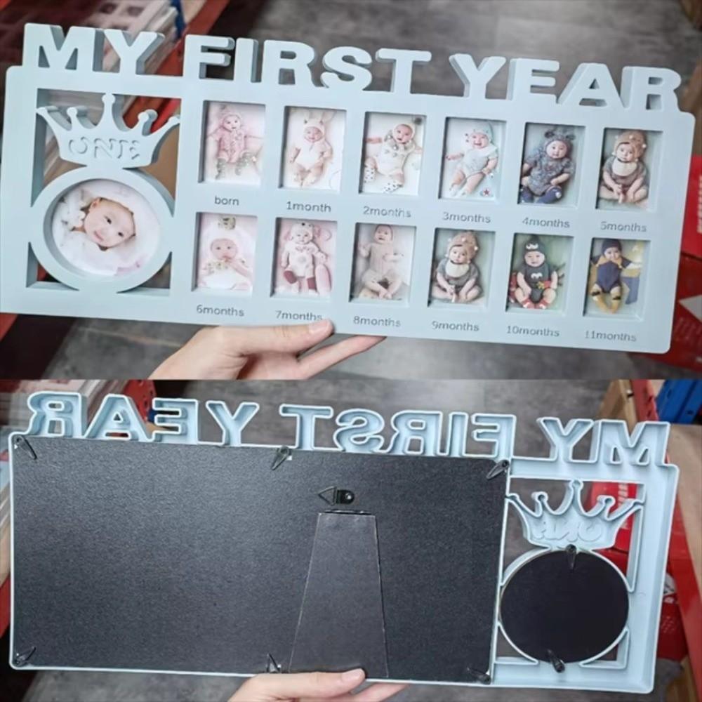 Newborn Souvenirs Plastic Baby Keepsake Frame First Year Rectangle Photo Frame Decorative Infant Growing Album Memory Gift
