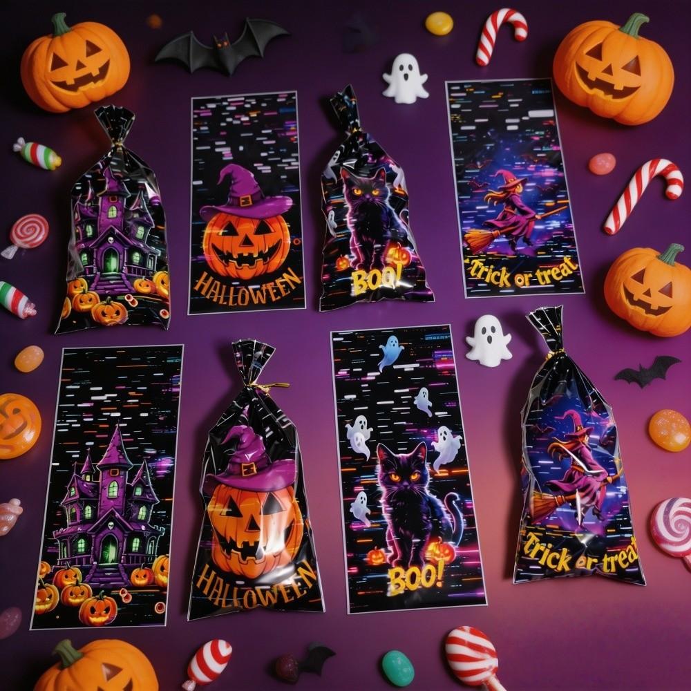 50pcs Reusable Snacks Candy Biscuit Bag Exquisite Drawstring Bag Halloween Candy Bag Holiday Party