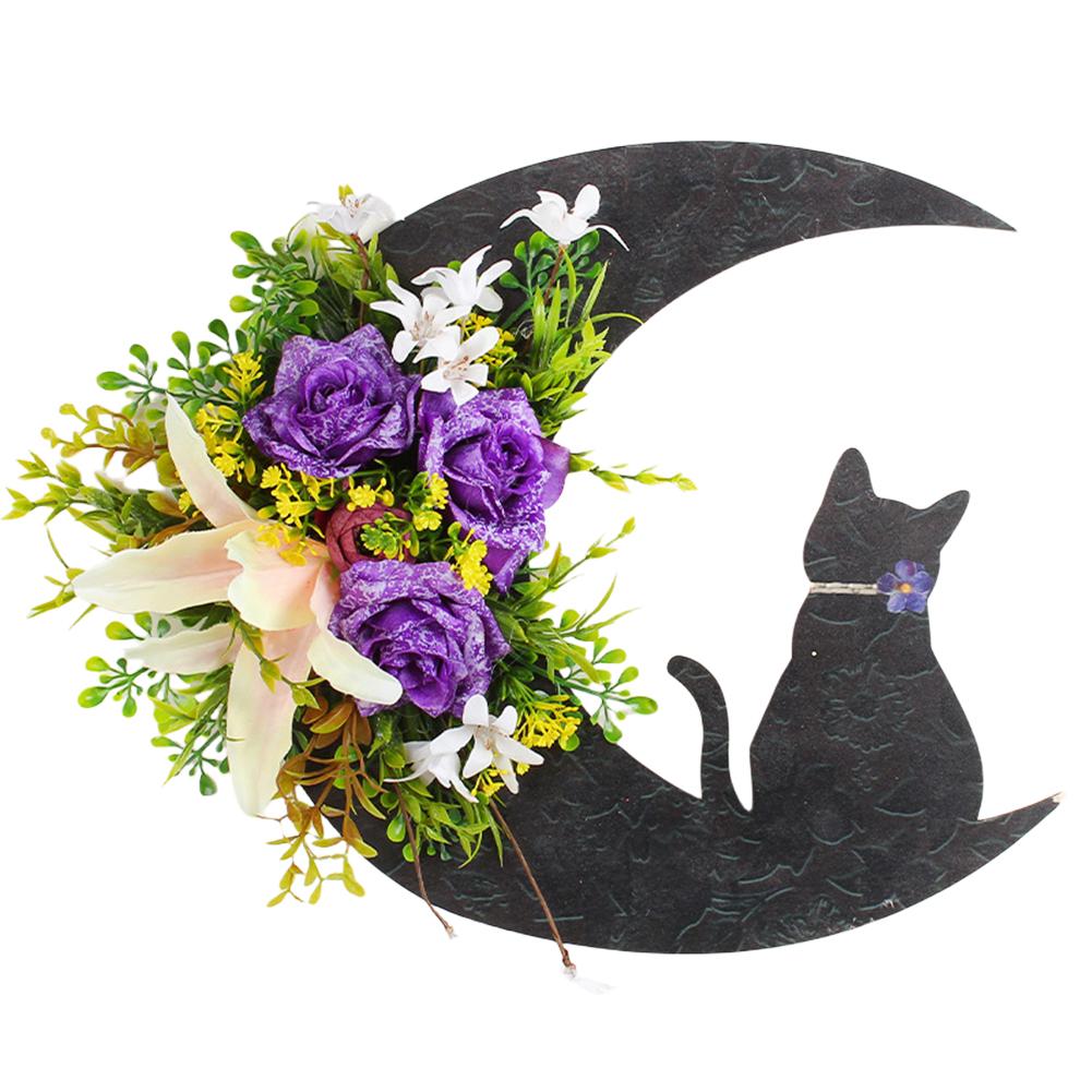 30CM Gothic Wreath Door Decoration Front Door Halloween Moon Wreath Charming Door Decoration Wreaths for Home Party Window Wall