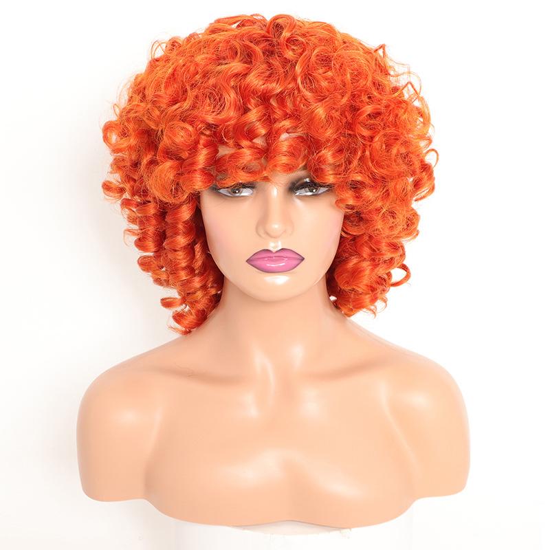 Cheap Wig Headgear Female Wig Black Brown Mixed Color Small Roll Short