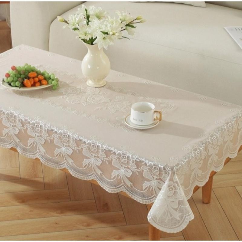 White Transparent Sagging PVC Rectangle Table Mat Plastic Thin Soft Glass Tablecloth Waterproof Table Protection LaceTable Cloth