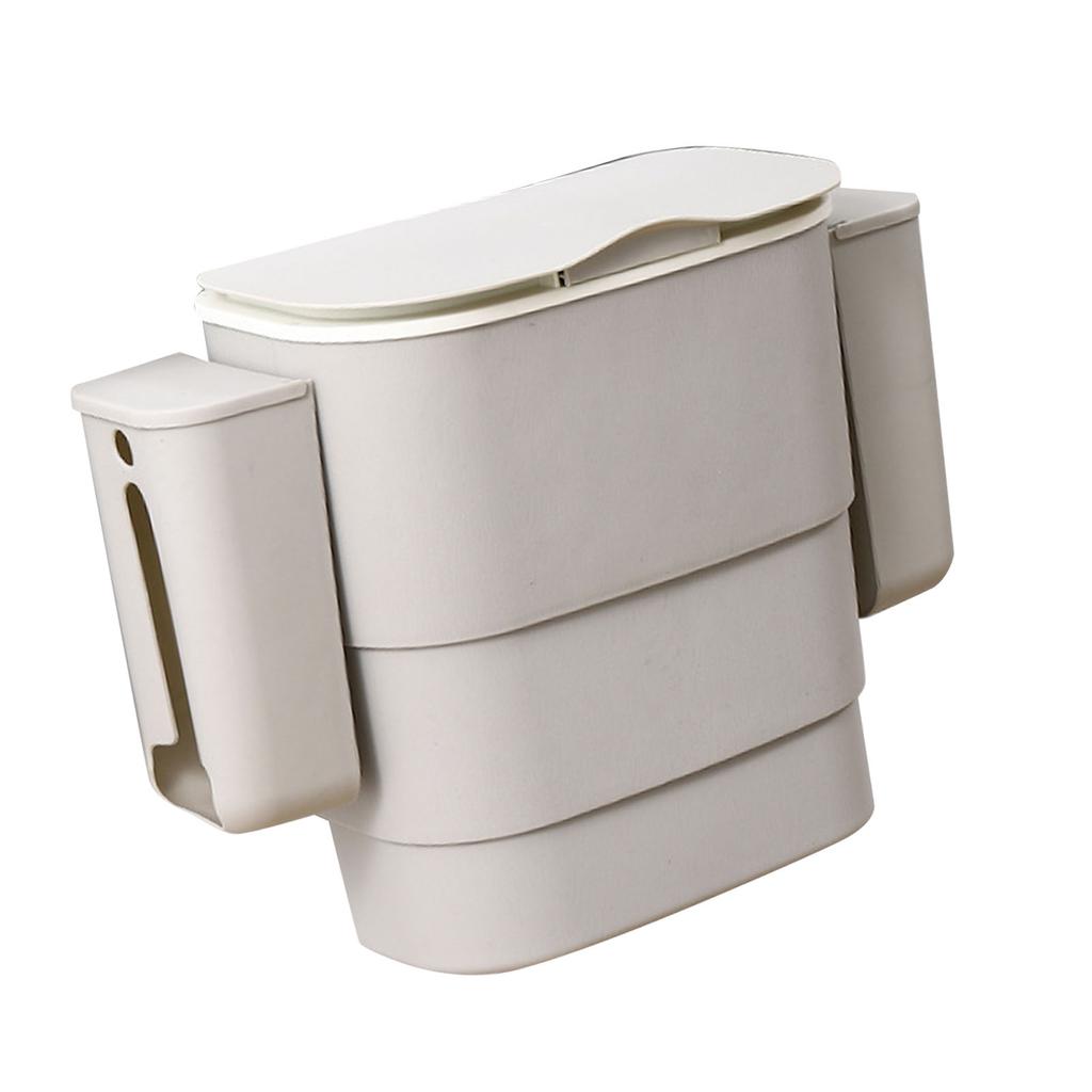 Hanging Trash Can with Lid Large Capacity Wall Mounted Garbage Can for Kitchen Cabinet Bathroom Light Gray