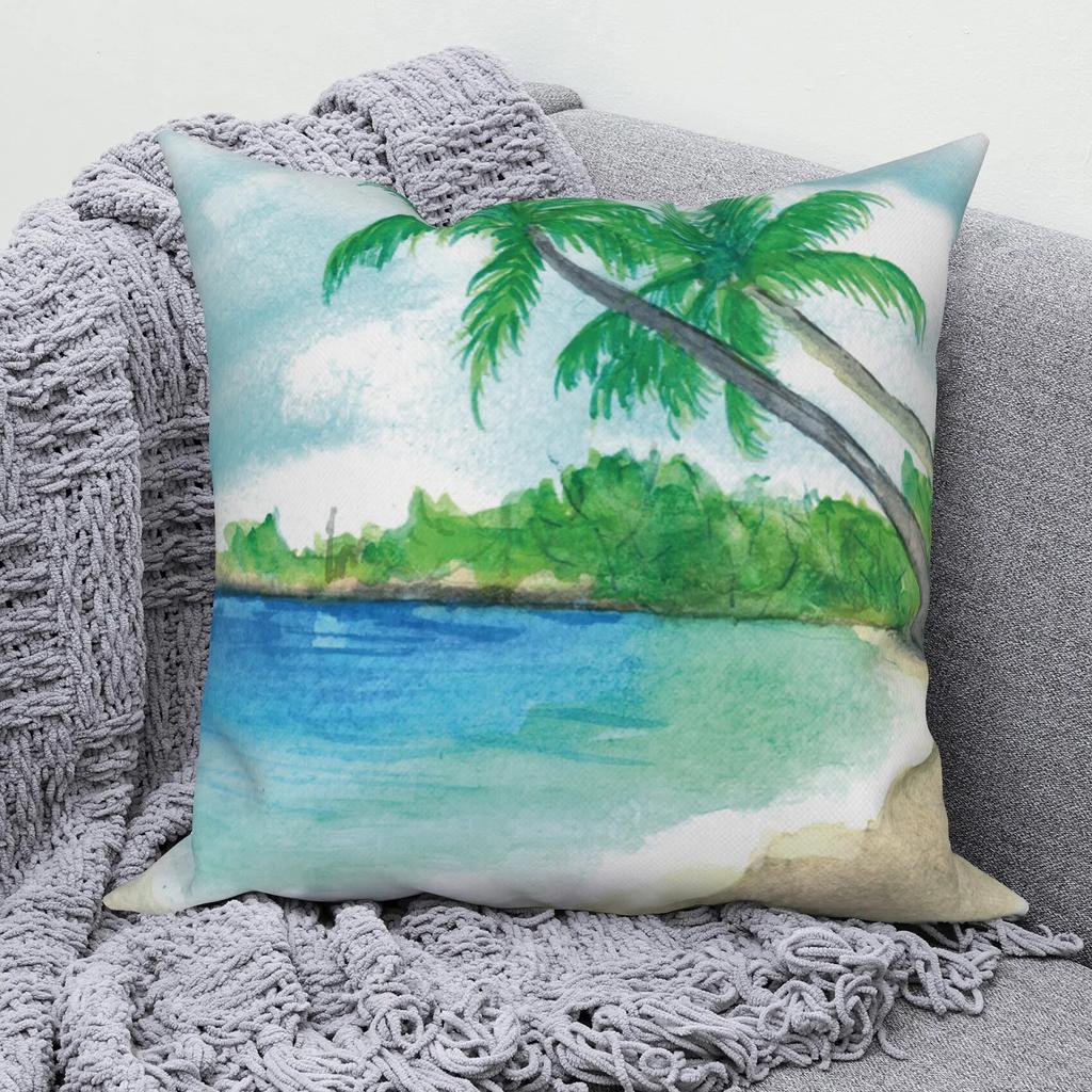 Modern Sofa Square Pillowcase Home Decor Hawaiian Scenery Throw   Cushion Cover