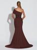 2026 Spring/Summer One-Shoulder Sequin Bustier Evening Gown with Large Skirt