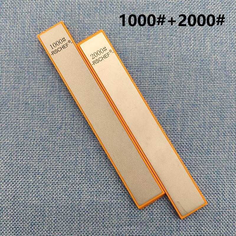 RSCHEF 2pcs set Diamond Sharpening Stones Set - Multi-Grit Knife & Tool Sharpener with Angle Guide for Outdoor/Kitchen Use