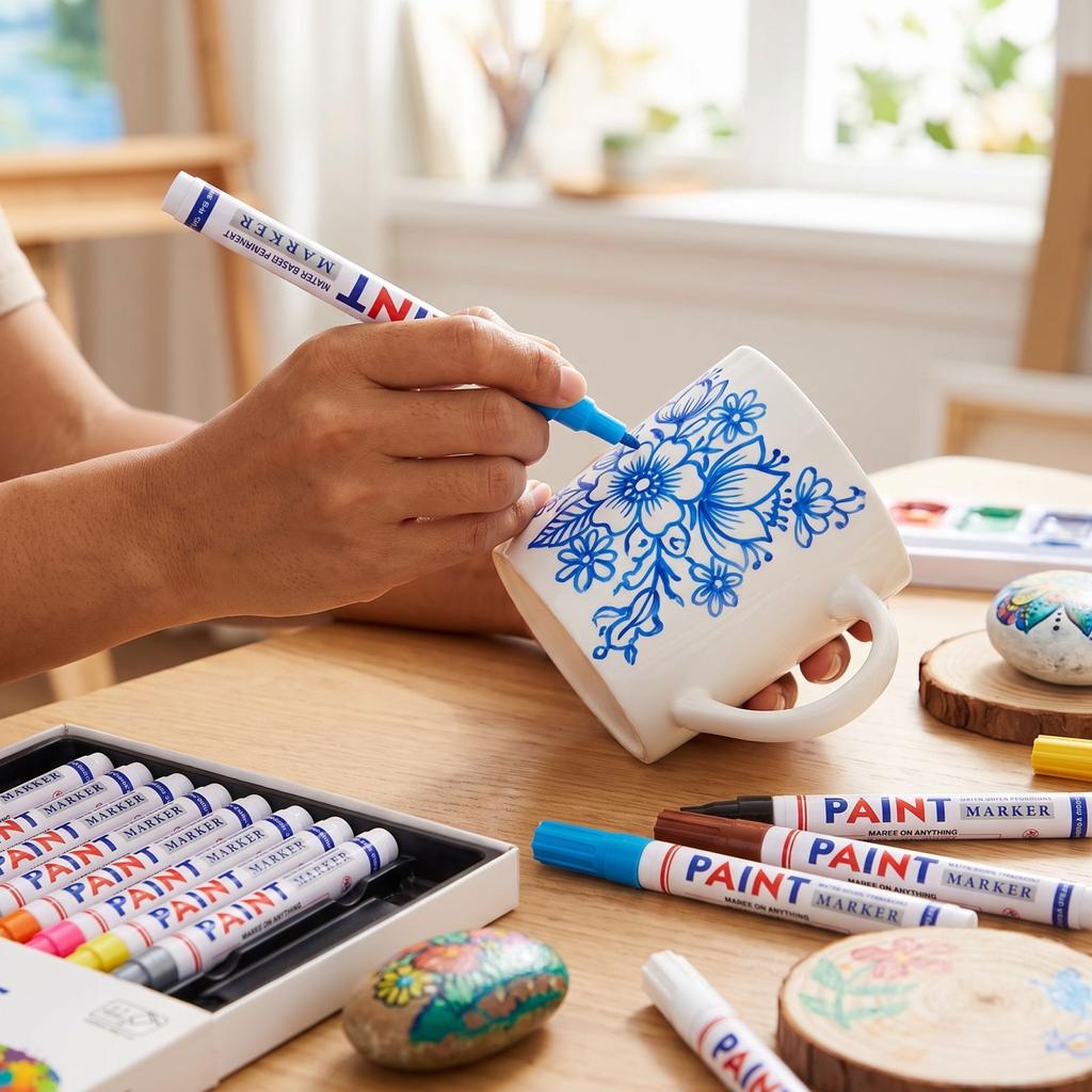 12 Color Acrylic Paint Pens Set with Quick-Dry Ink Markers for Painting, Wood, Ceramics, Glass,
